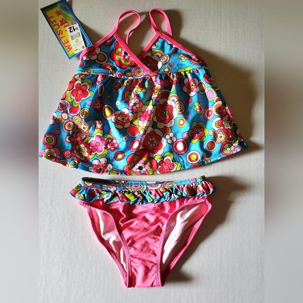 Wetsuit Club By Candlesticks Girls 2 Pc Swimsuit**Sz 4/5**NWT